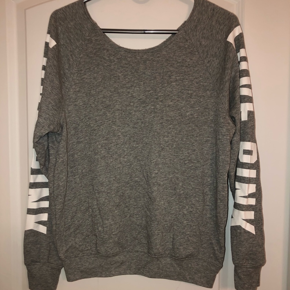 Love pink off the shoulder hoodie